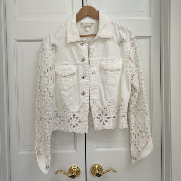 Jonathan Simkhai White Macrame Crochet Button Down Jacket - Picture 15 of 16